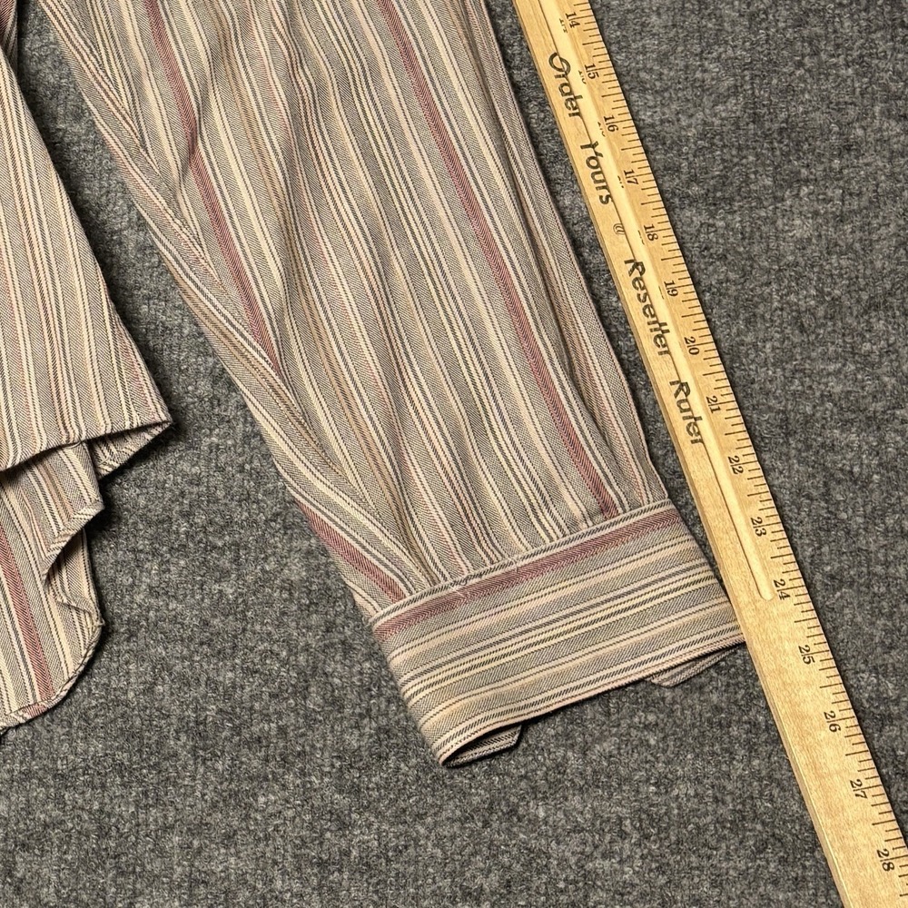 Ruff Hewn Button Down Shirt Men's L‎ Classic Fit Tan Striped Cotton NPL 16/16.5 - Picture 13 of 16